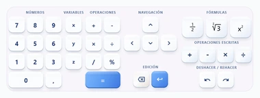 El panel matemático de MathIt: ocho secciones de teclas